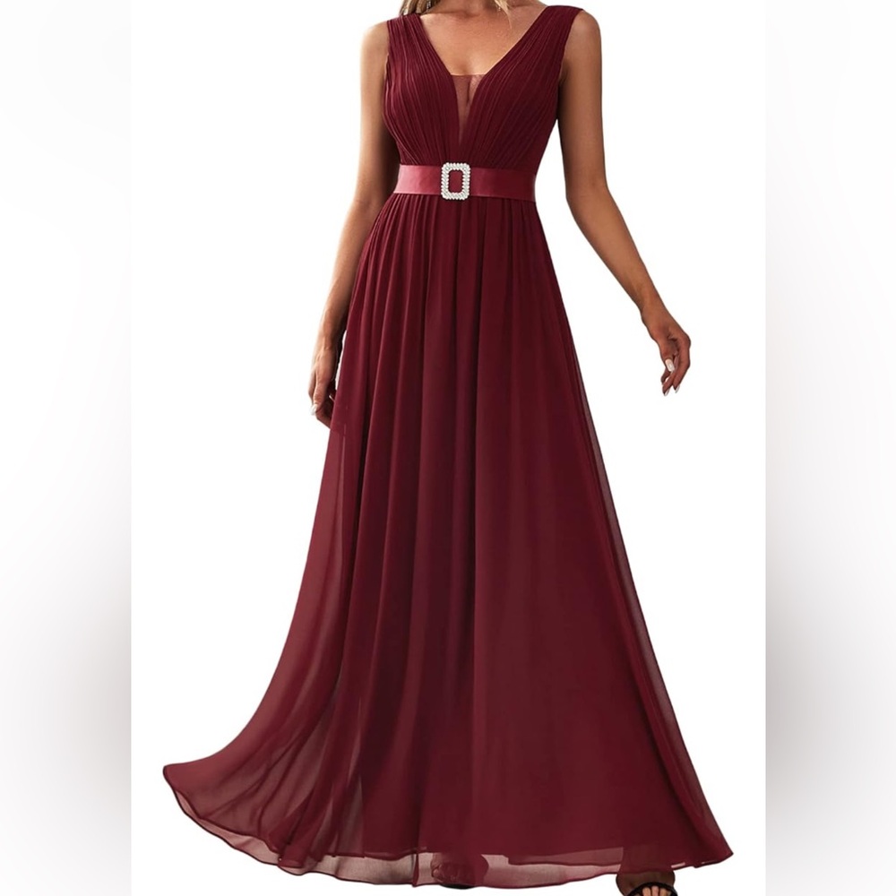 NWT Ever-Pretty Burgundy Empire Waist Evening Dress Size 12